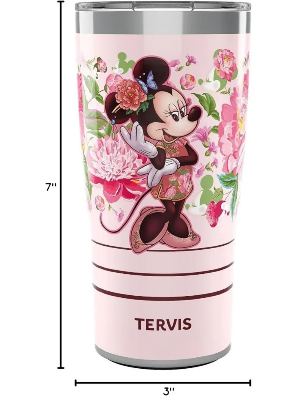 Insulated 20oz Travel Tumbler Cup - Minnie Mouse Floral Design, Keeps Drinks Hot
